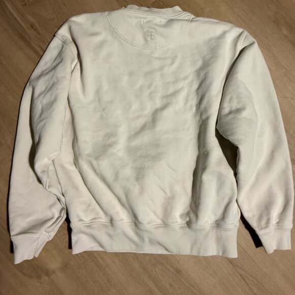 ANINE BING Sweatshirt Cream/Green Small Excellent Condition - Picture 3 of 5
